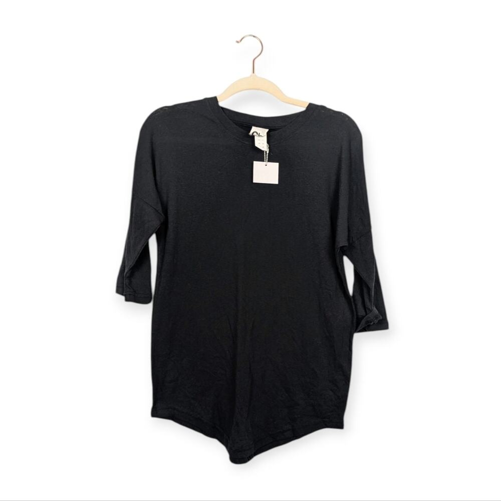Ch Chapter Clothing Tunic Top L Black 3/4 Sleeve Casual Basic Minimalist NWT